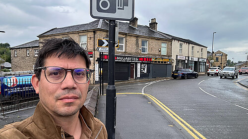 Councillor Sam Al-Hamdani at the junction