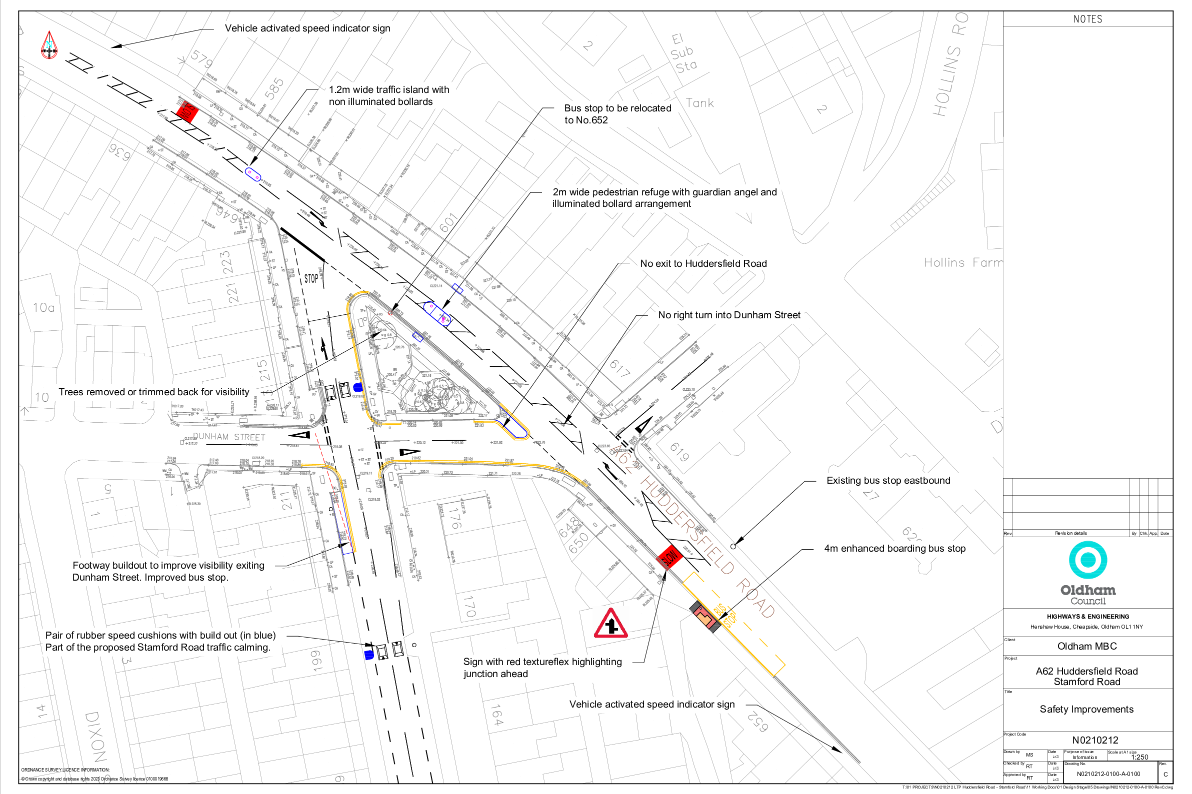 Plan of the Stamford Road layout