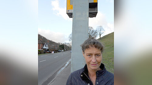 Councillor Hazel Gloster at one of the speed camera sites