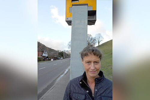 Councillor Hazel Gloster at one of the speed camera sites