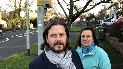 Mark Kenyon and Alicia Marland campaigning for better road safety