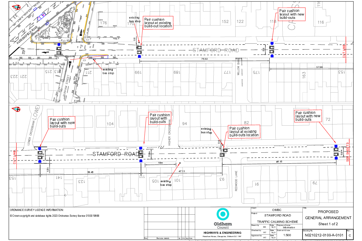 Plan of the Stamford Road layout