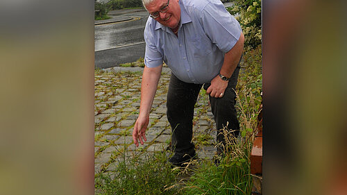 Howard Sykes in one of the unweeded areas 